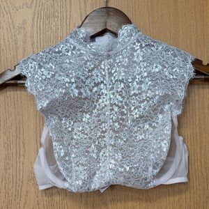 Victoria's Secret Silver Lace High-Neck Crop Camisole